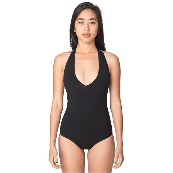 ASOS AA black tricot plunging halter swimsuit XS - Picture 7 of 8